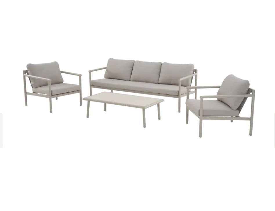 Loungeset Bram beige metaal + 4x KARWEI tuinstoel, Ophalen, Overige materialen, Gebruikt, Meer dan 8 zitplaatsen