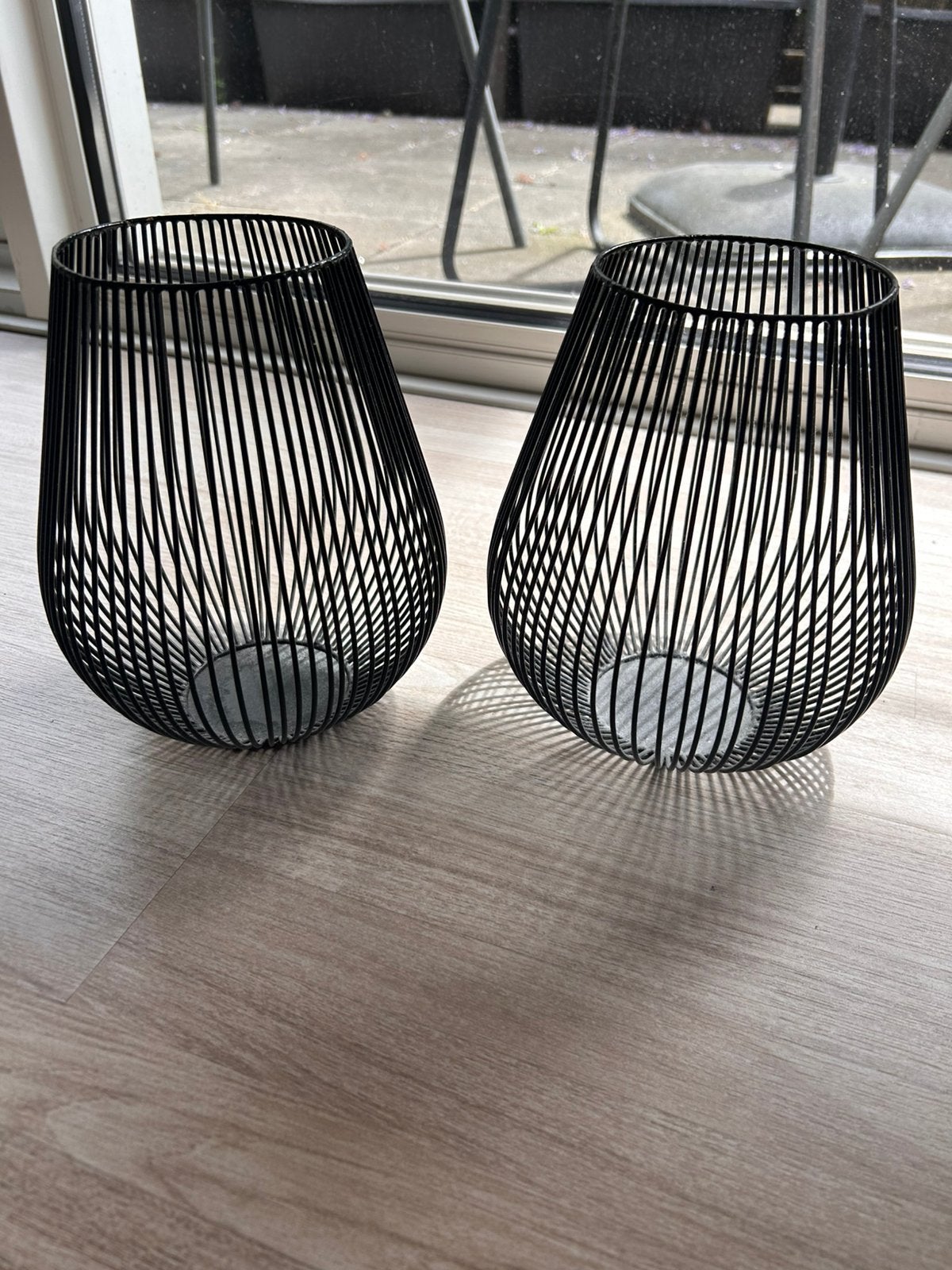 Windlicht/ Waxinelichthouder, Ophalen, Zo goed als nieuw, Zwart, Rond