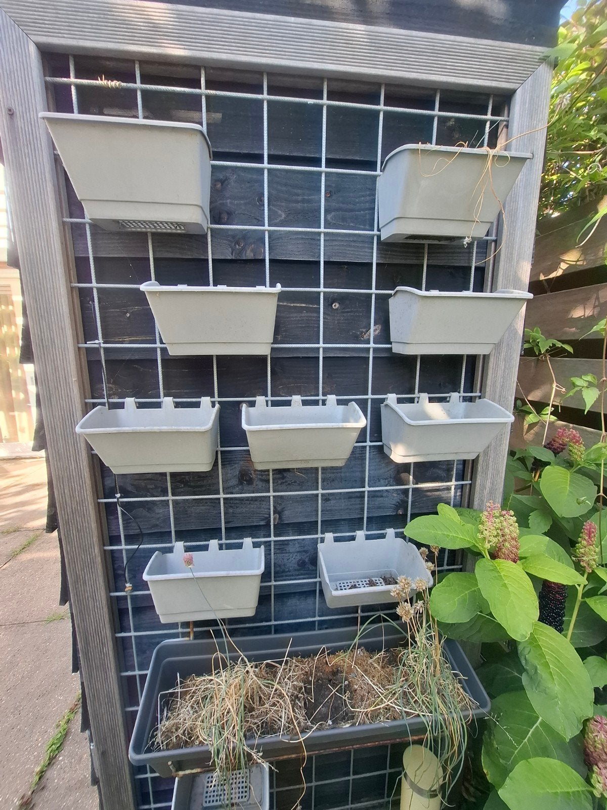 tuinrek met bakjes voor kruiden, Ophalen, Gebruikt, Balkon, 60 cm of meer