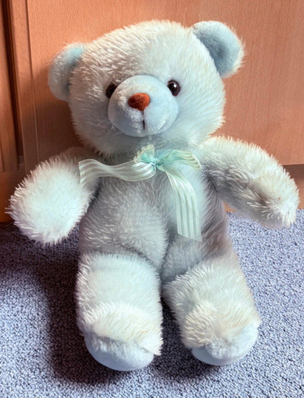 Vintage teddybear knuffel, Gebruikt, Beer, Blauw, Ophalen of Verzenden