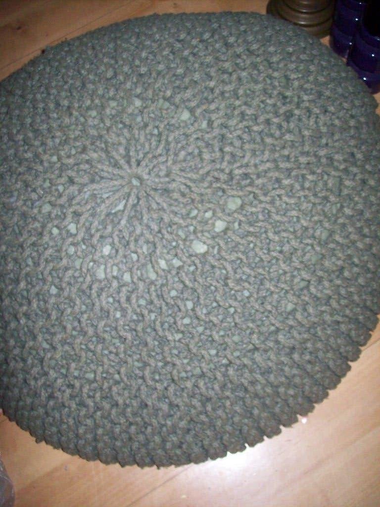 Grote Gebreide Boho Poef legergroen, 125 cm of meer, Boho, Rond, Ophalen of Verzenden