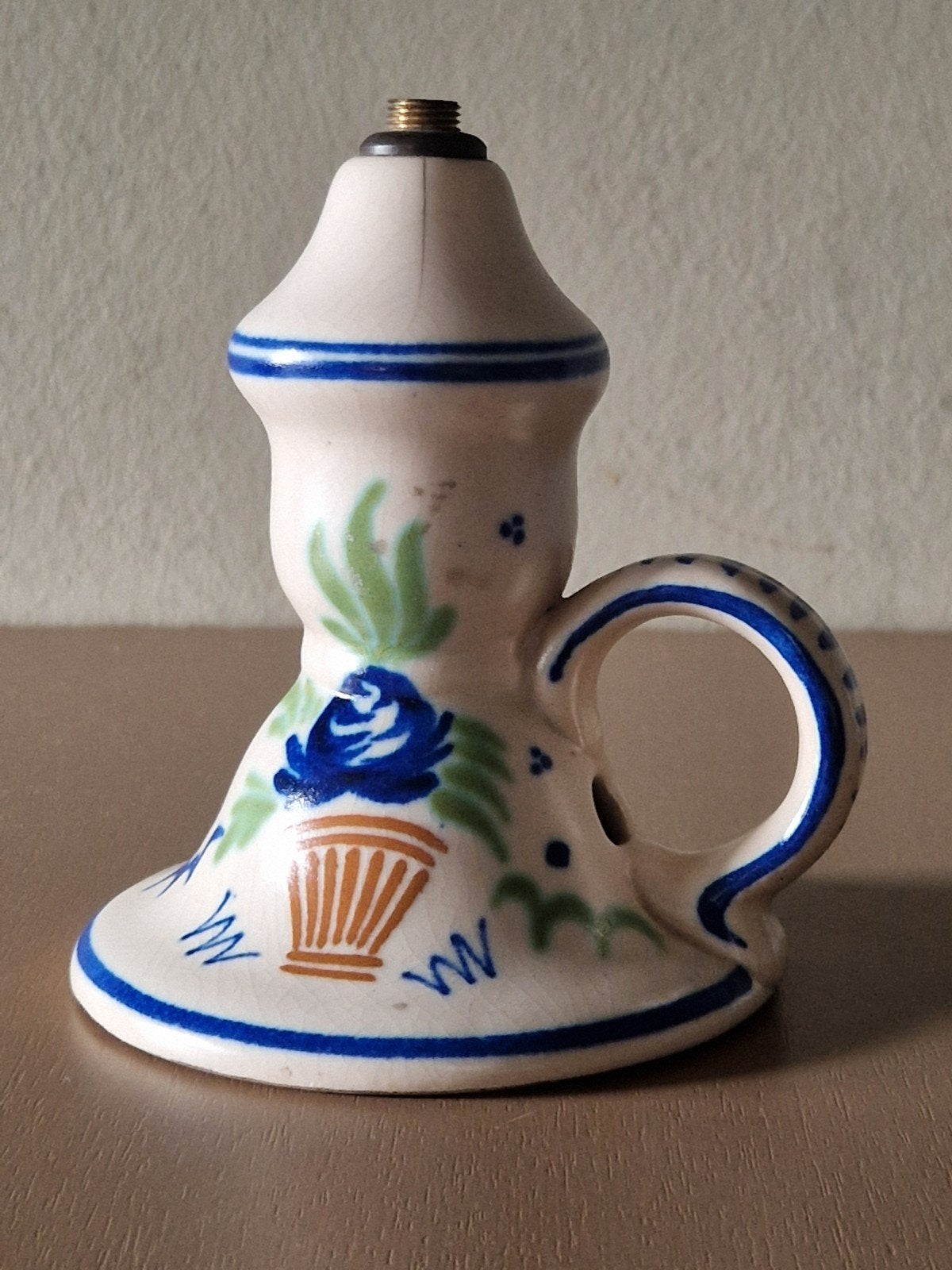 Antieke Plazuid Gouda Holland olielampje, Ophalen of Verzenden