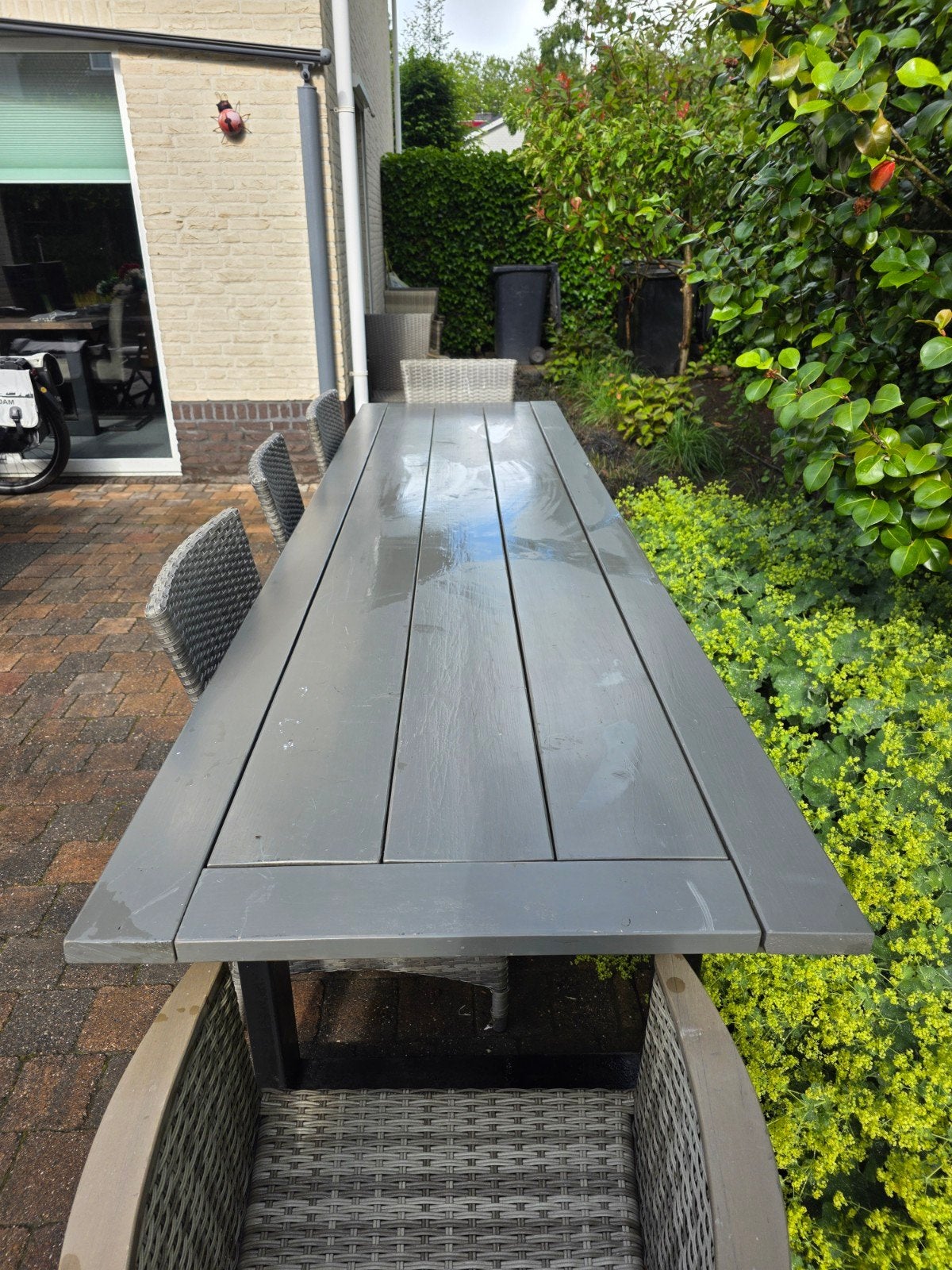 Tuintafel met 8 stoelen 2 relax fauteuils, Tuin en Terras, Tuintafels, Ophalen of Verzenden, Gebruikt, Rechthoekig