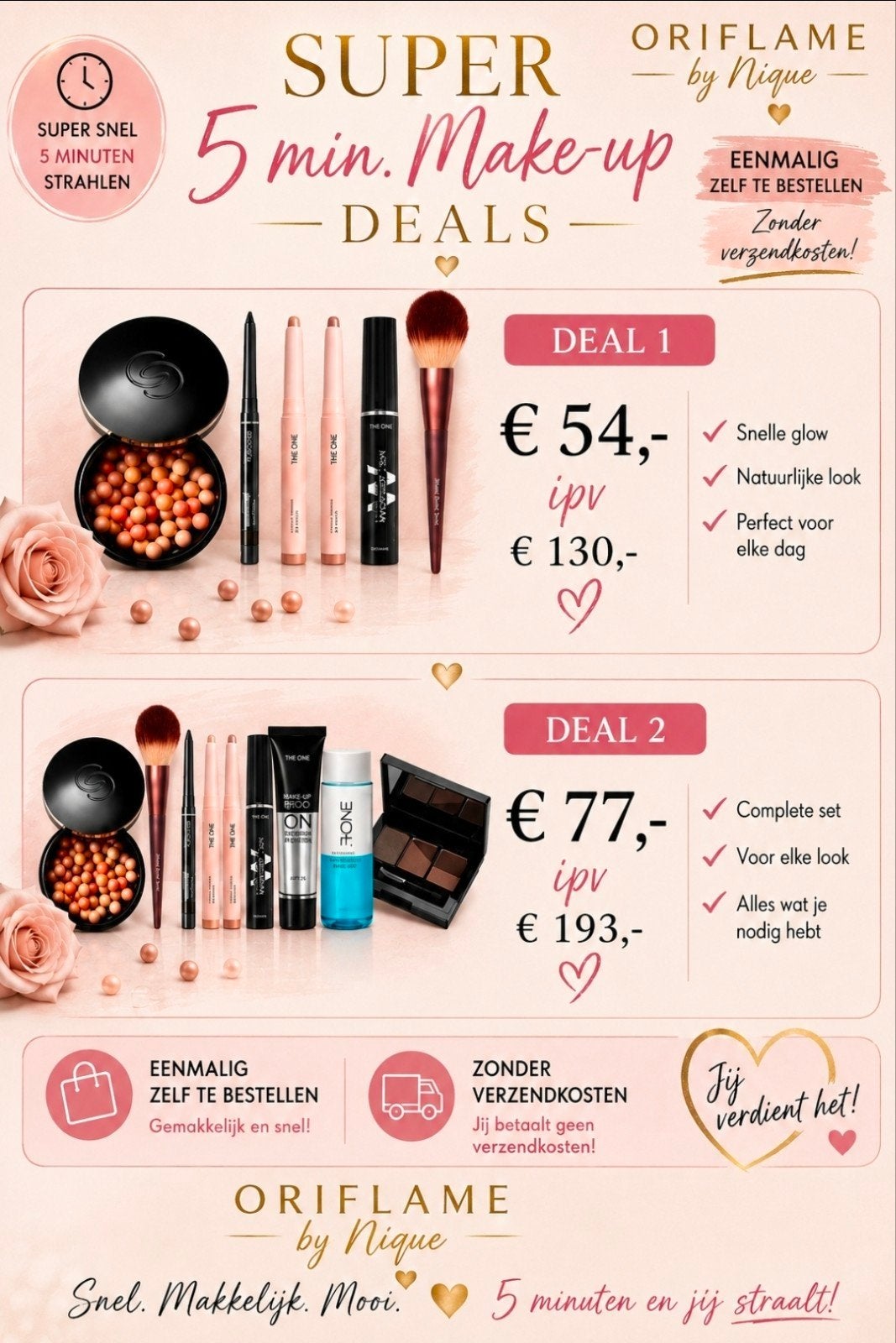 Super Deal Oriflame: 5 min. Make-up Deals, Ophalen of Verzenden, Nieuw, Gehele gezicht