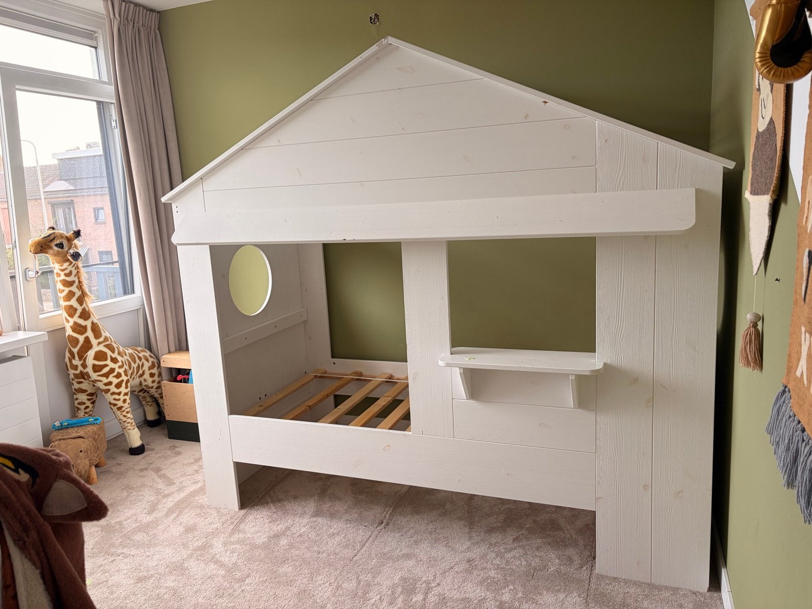 Leuk huisjesbed met opbergruimte, Ophalen, 85 tot 100 cm, Gebruikt, Lattenbodem