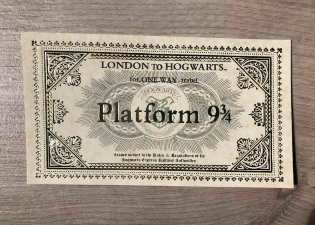 Harry Potter Platform 9¾ treinticket decoratie boekenlegger, Ophalen of Verzenden, Nieuw, Replica
