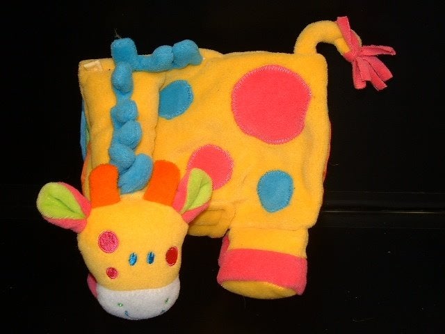 MOOIE GIRAFFE KNISPERBOEKJE VELOURS GEEL/ROZE MET WIT, Ophalen of Verzenden, Nieuw, Overige typen