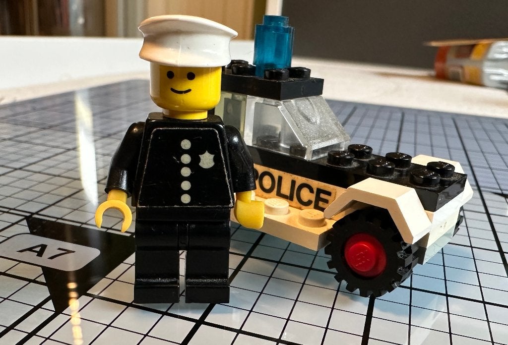 Lego City 600 Politieauto uit 1978 met agent en instructie, Compleet, Lego, Ophalen of Verzenden, Complete set