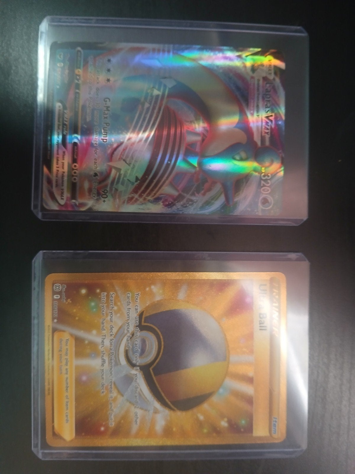 Pokémon kaarten: Lapras VMAX en Ultra Ball (Goud), Ophalen of Verzenden, Zo goed als nieuw, Meerdere kaarten, Foil