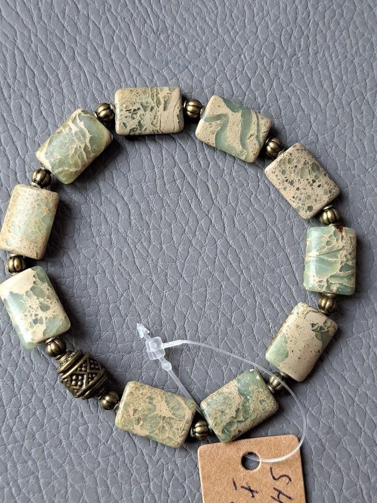 946 edelsteen armband Shoushan stone beads 14x10x4mm, Overige kleuren, Nieuw, Ophalen of Verzenden, Elastiek