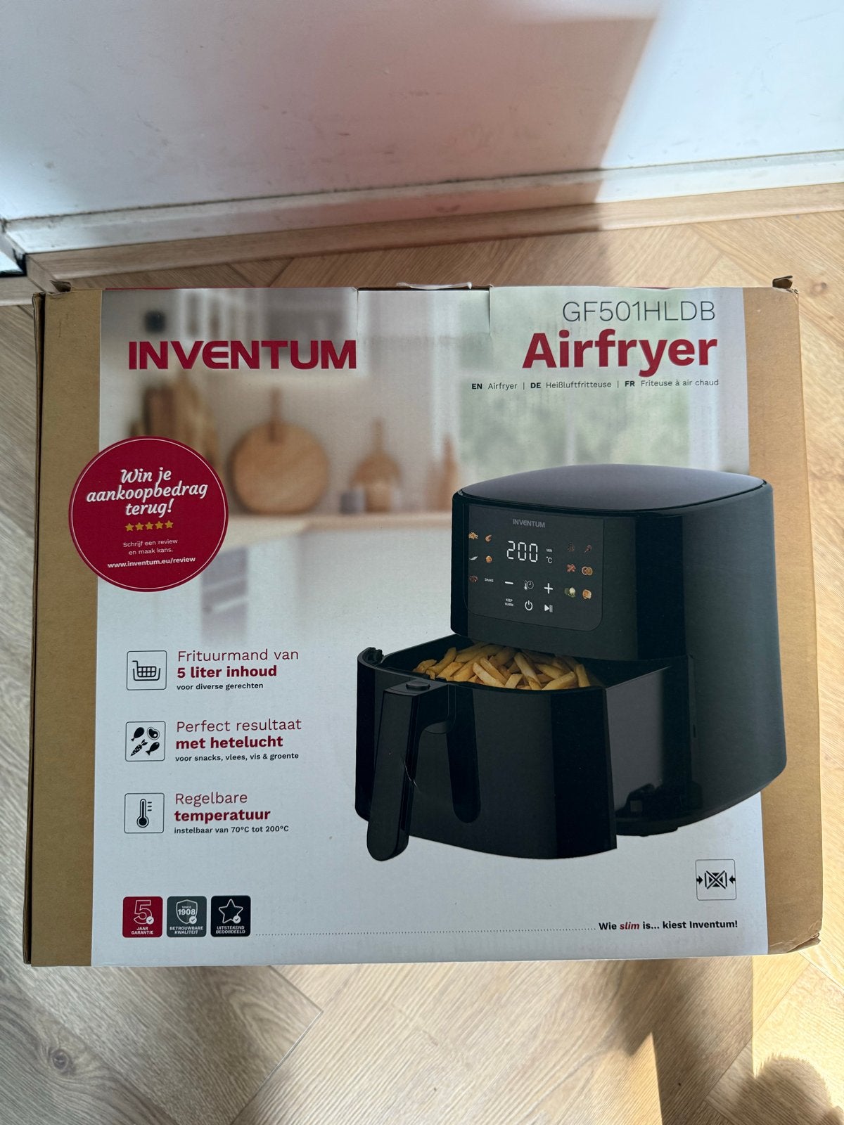 Airfryer Inventum 5 liter zwart, NIEUW in doos, Ophalen, Nieuw, Airfryer