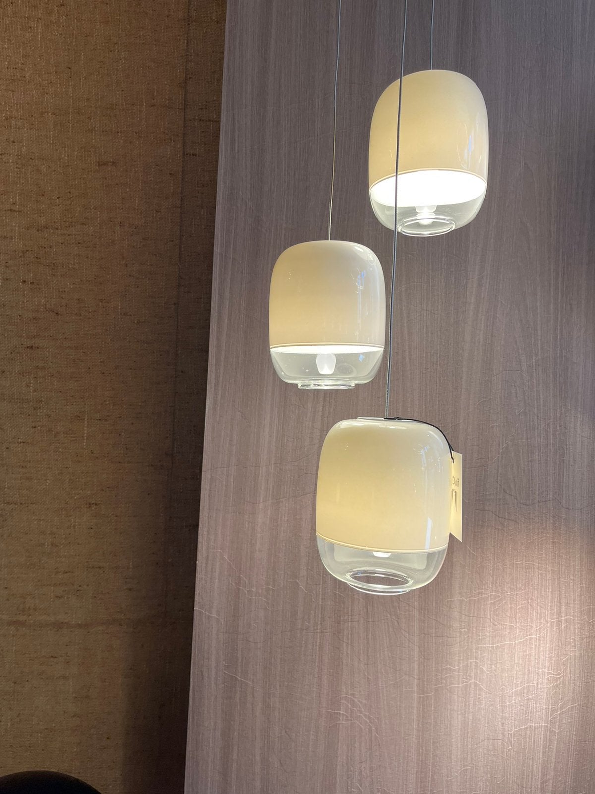 Prandina hanglamp mini gong 3 lichts, Huis en Inrichting, Ophalen, Zo goed als nieuw, Glas