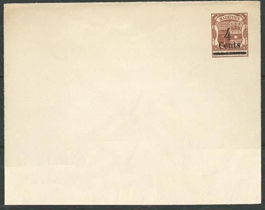 MAURITIUS 1898-99 QV 4Cents black on 36c. brown Envelope, Verzenden, Overige landen, Postfris