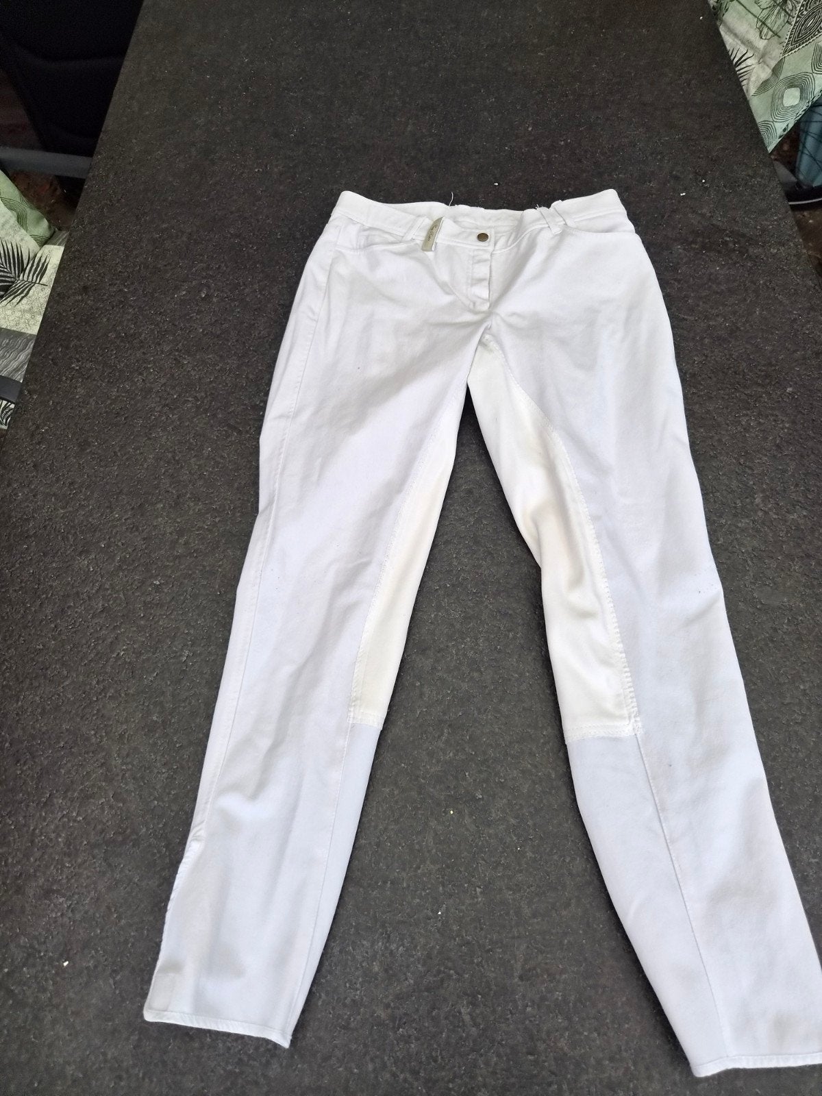 Witte rijbroek easy rider kunstlederen zitvlak maat 88/44, Ophalen of Verzenden, Gebruikt, Wit