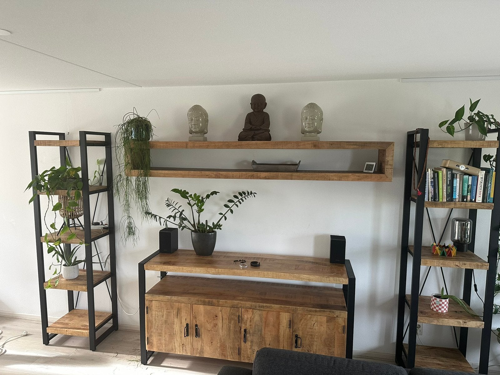 Complete Benoa/Britt meubelset mangohout – 5-delig, Huis en Inrichting, Ophalen, Zo goed als nieuw, 25 tot 50 cm, Minder dan 100 cm