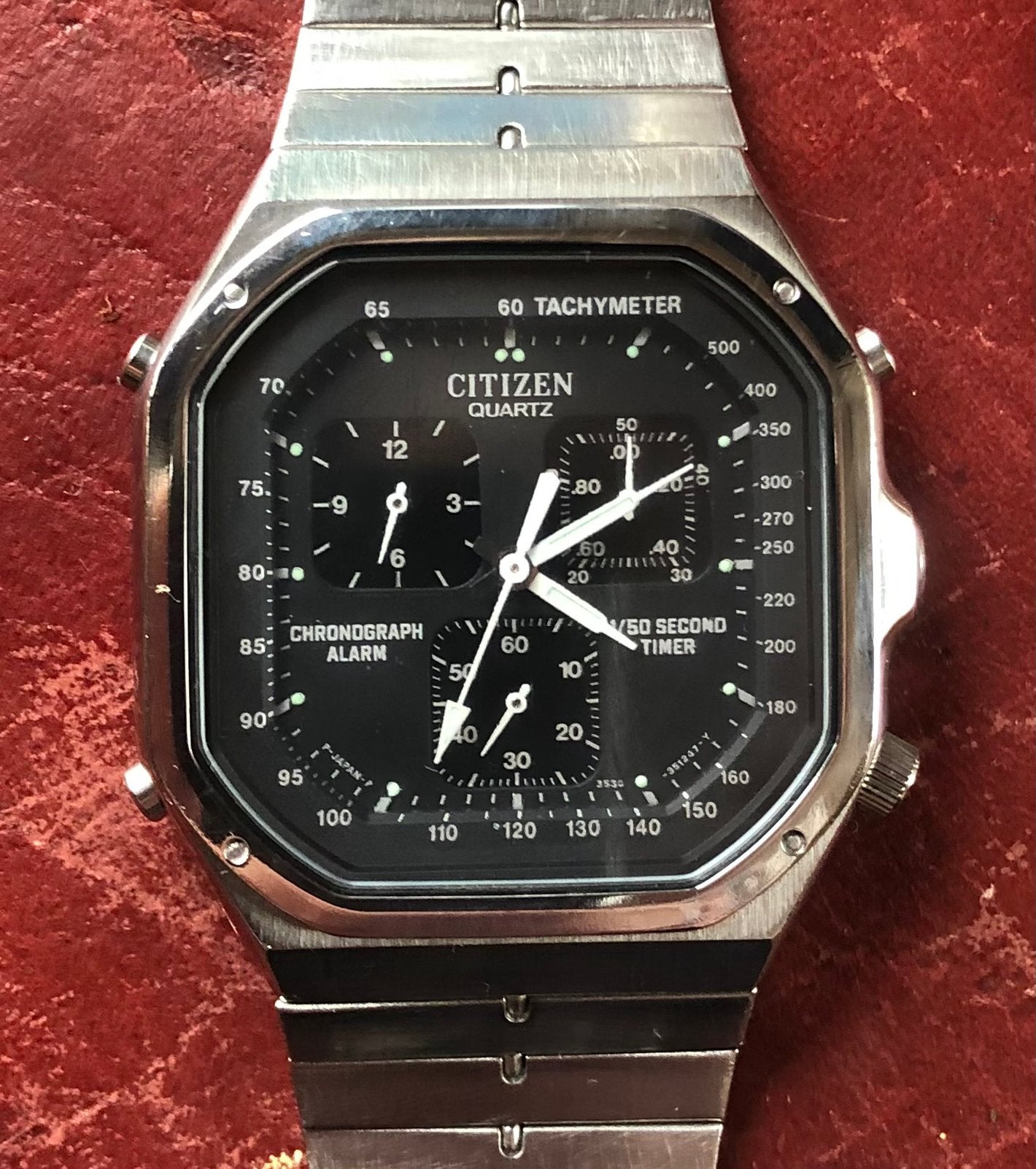 Citizen alarm Chronograph 1985, Staal, Gebruikt, Staal, Ophalen of Verzenden