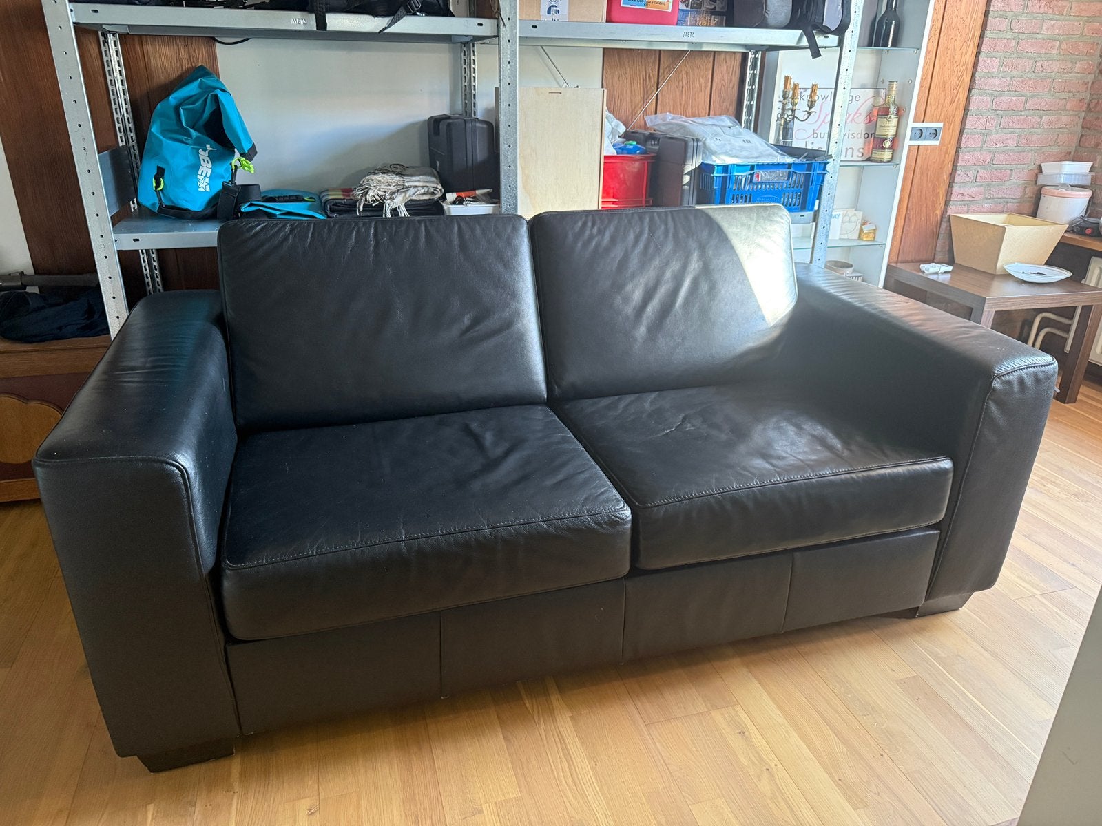 Leren 2 zitsbank, Ophalen, Gebruikt, 150 tot 200 cm, Tweepersoons