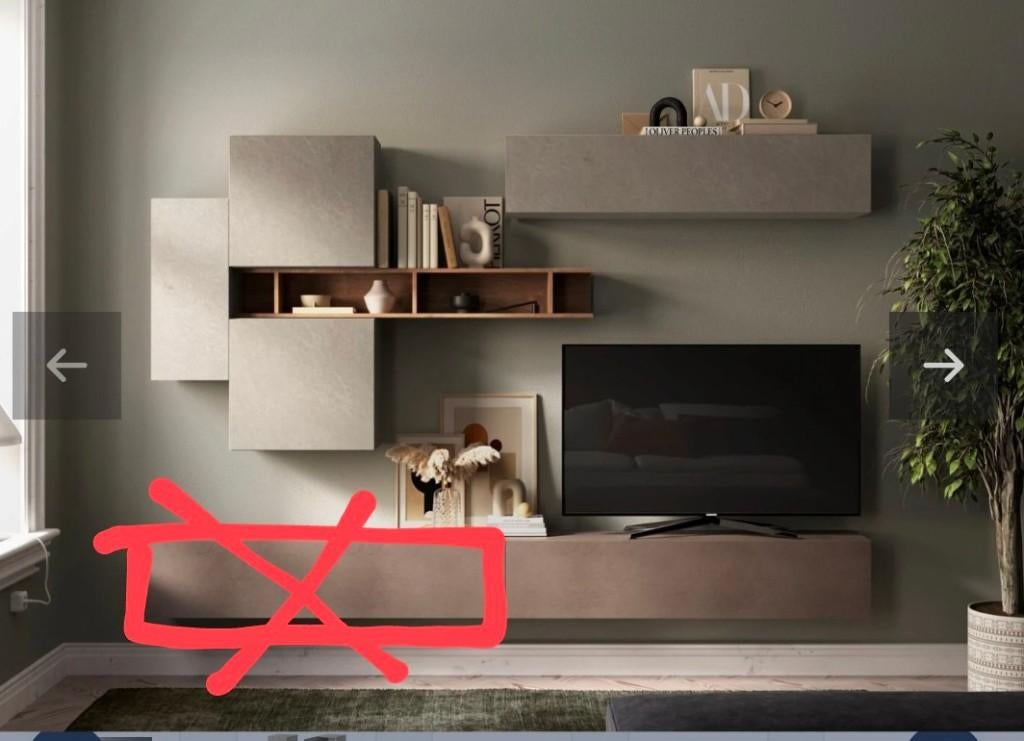 TV wandmeubel set, Ophalen, Eikenhout, 150 tot 200 cm, Zo goed als nieuw