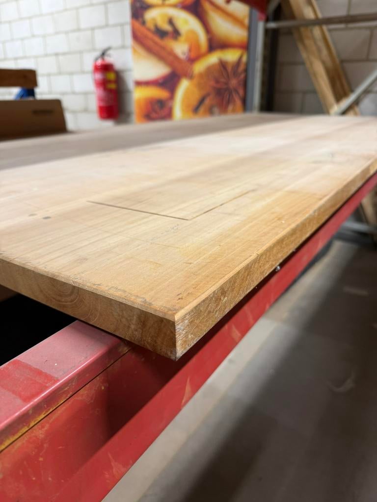 Teak houten tafelblad, Ophalen of Verzenden, Zo goed als nieuw, 250 cm of meer