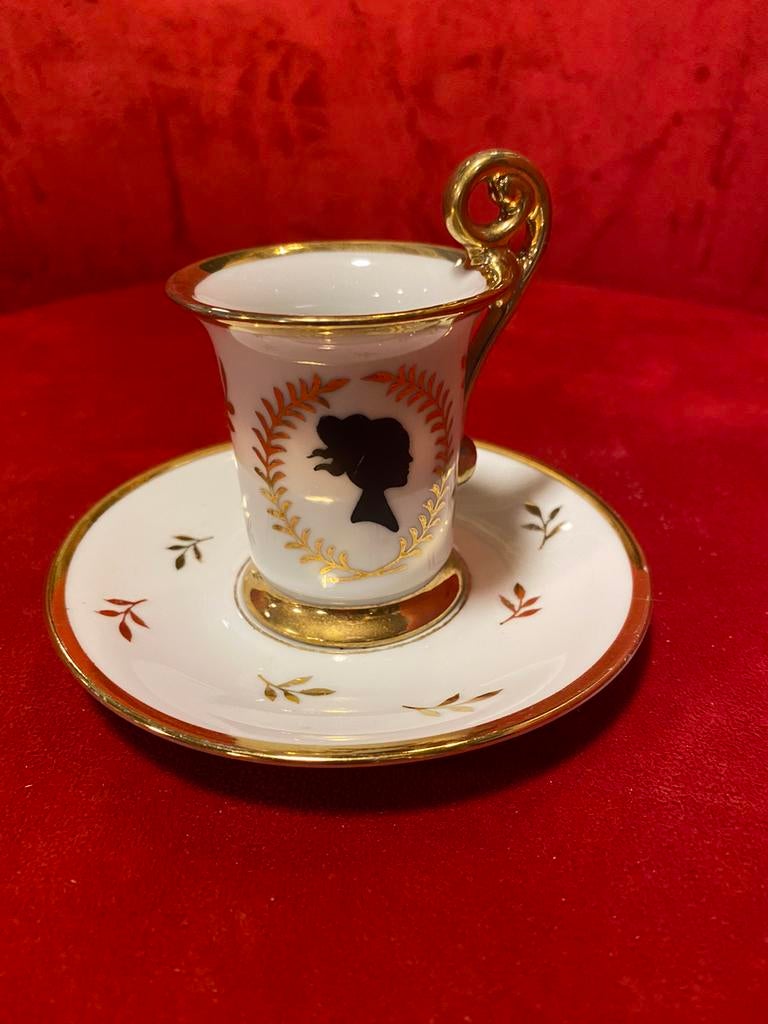 Silhouet kastbeker Biedemeier stijl,mogelijk Noritake Japan, Antiek en Kunst, Antiek | Porselein, Ophalen of Verzenden