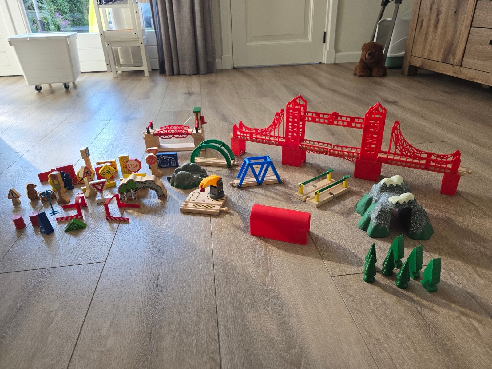 Grote collectie houten treinbaan met treinen, Kinderen en Baby's, Ophalen, Gebruikt, Overige typen