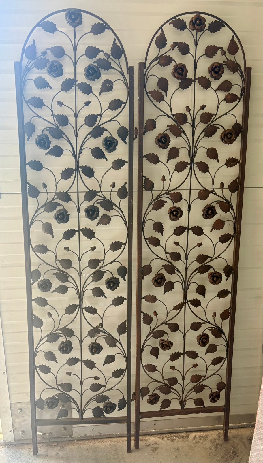 Vintage smeedijzeren kamerscherm rozen 184 cm industrieel, Ophalen, Gebruikt