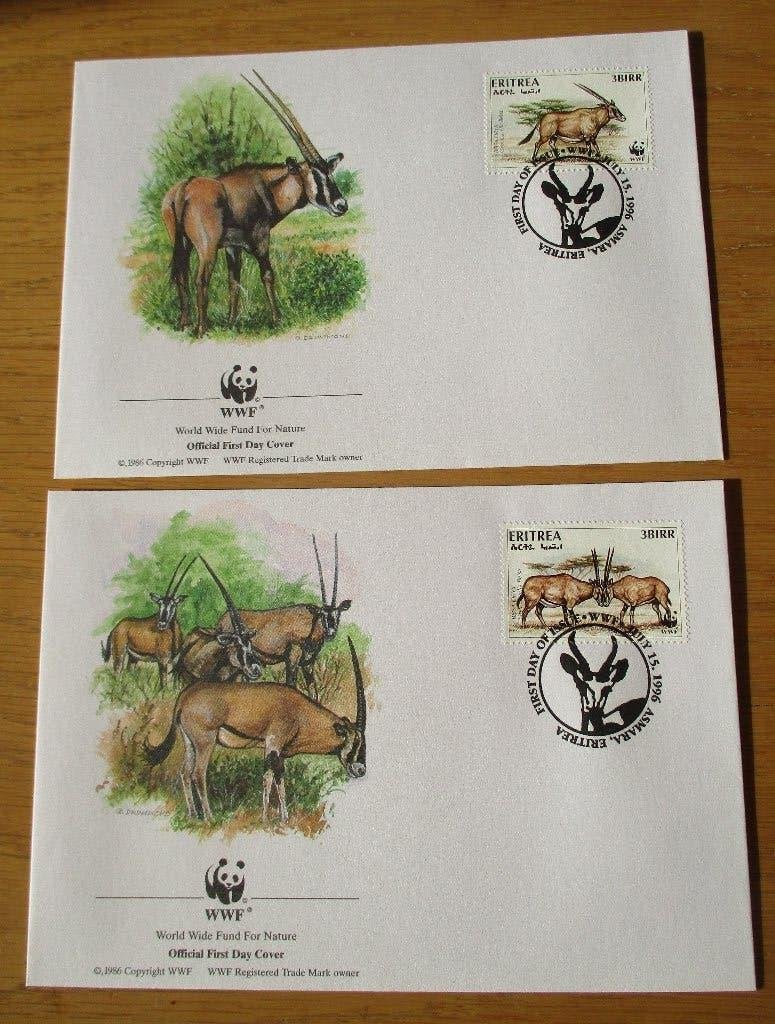 Eritrea, WWF serie Oost-Afrikaanse spiesbok, 1996, Verzenden, Gestempeld, Dier of Natuur