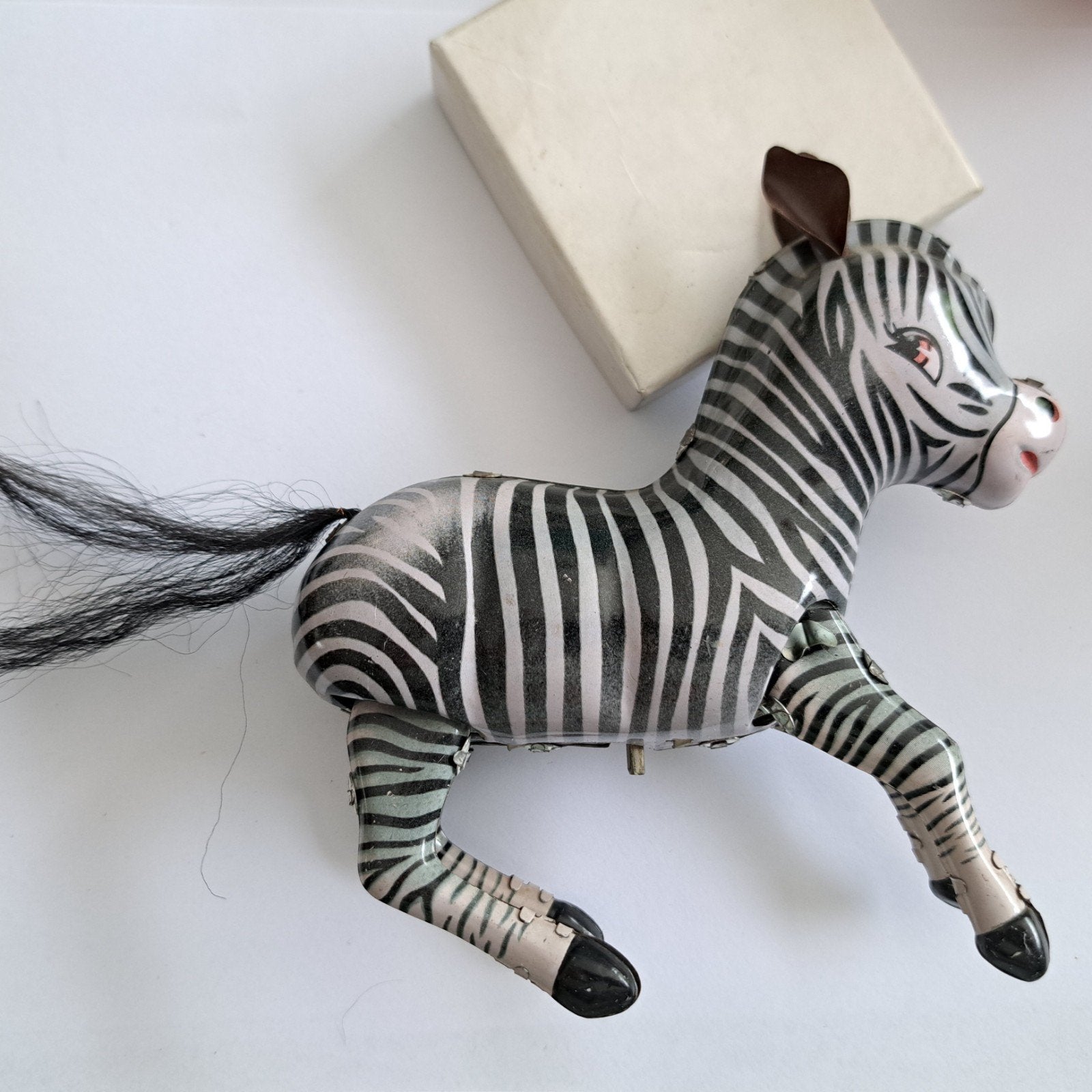 Oud blikken zebra speelgoed blik, Verzenden
