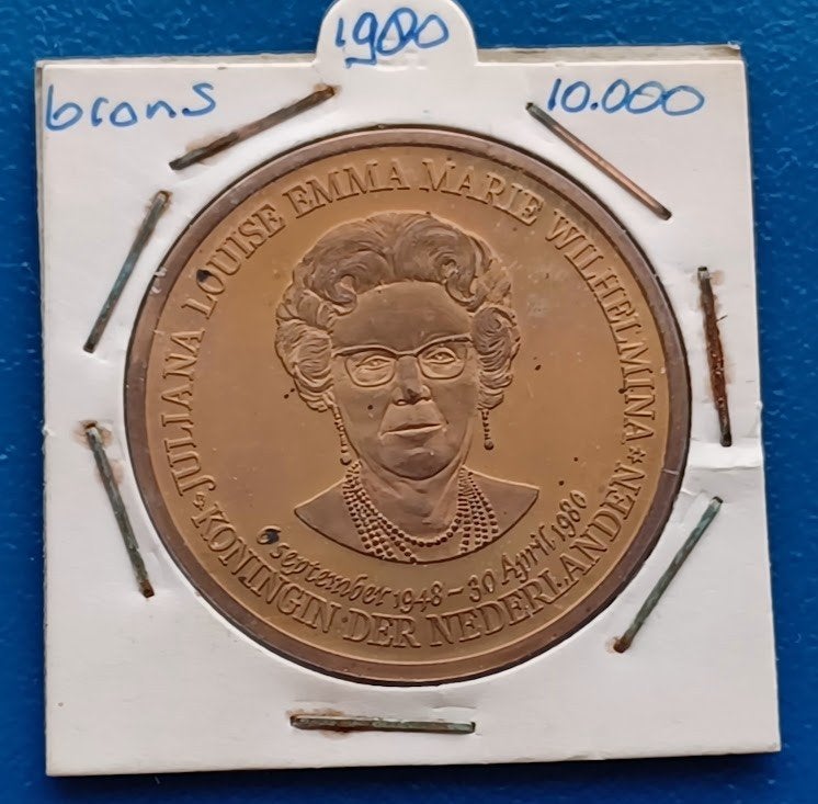 Herdenkingsuitgifte aftreden Koningin Juliana - 1980, Verzenden, Brons, Nederland