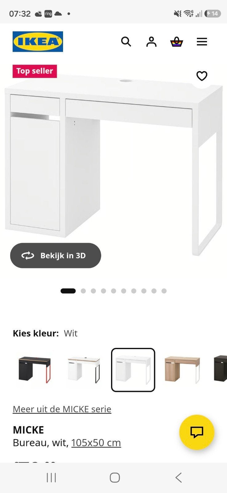 Ikea Micke Bureau, Huis en Inrichting, Bureaus, Ophalen, Zo goed als nieuw