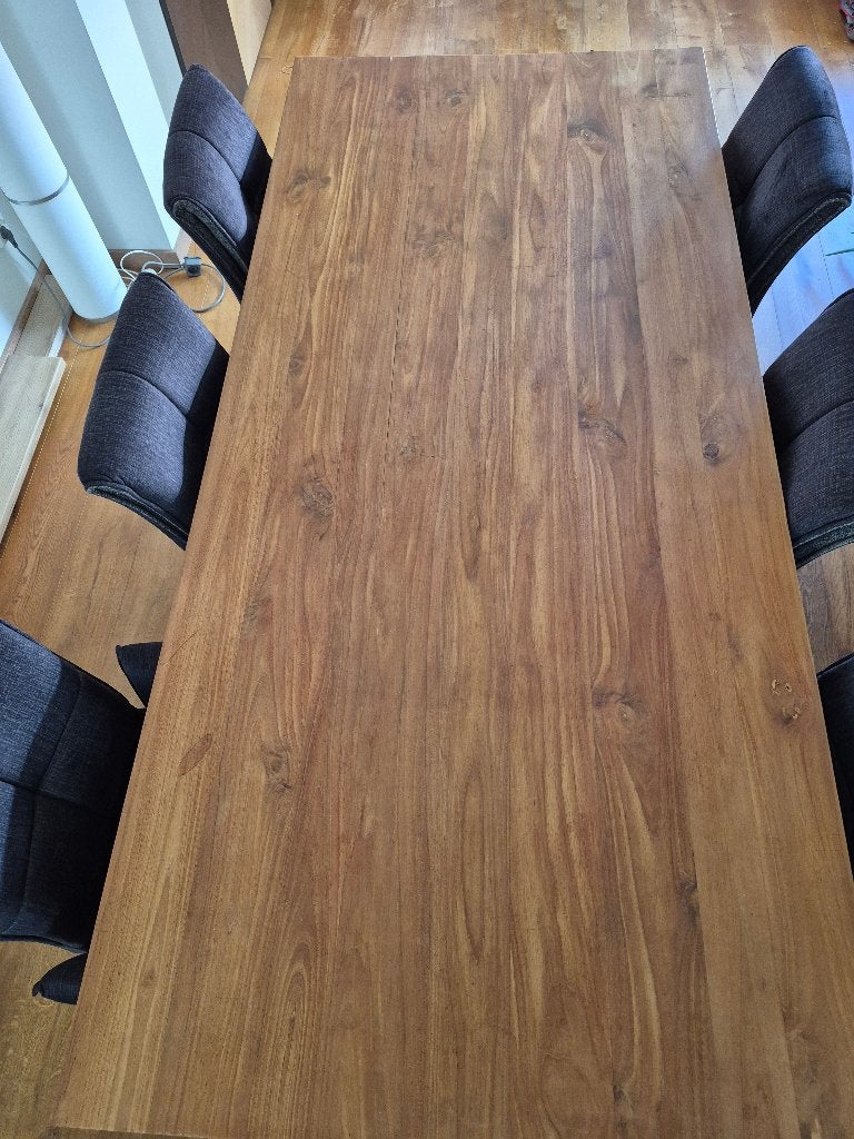 massief teakhouten uitschuifbare eettafel, Huis en Inrichting, Tafels | Eettafels, Ophalen, Teakhout, 200 cm of meer, 50 tot 100 cm