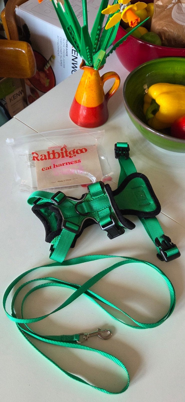 Rabbitgoo kattenharnas tuigje groen maat s, Ophalen of Verzenden, Nieuw