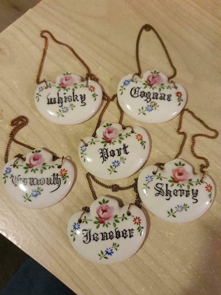 6 x mooie oude porseleinen karaf labels, Antiek en Kunst, Ophalen of Verzenden