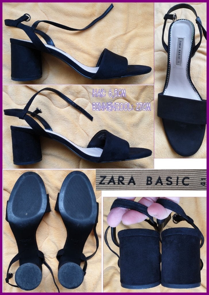 ZARA zwarte nubuck leren sandalen maat 41 zgan, Zo goed als nieuw, Zara, Zwart, Sandalen of Muiltjes