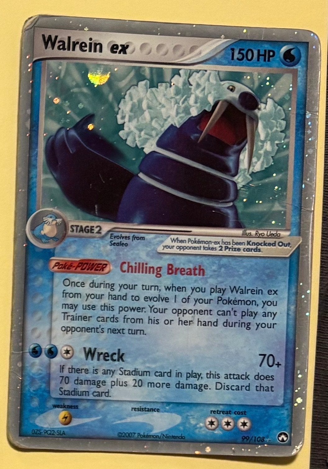 Pokémon Kaart Walrein ex 99/108 Holo, Ophalen of Verzenden, Gebruikt, Losse kaart, Foil