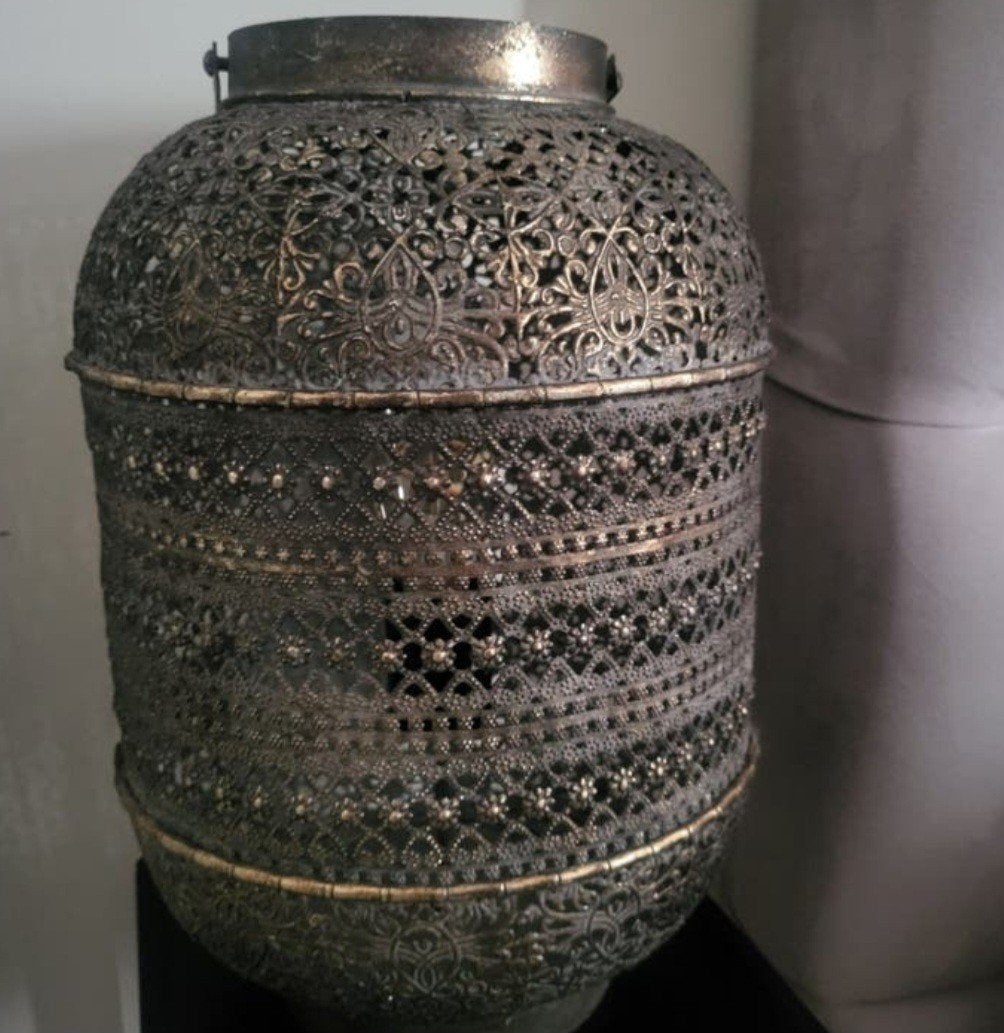 Oosterse lamp, Ophalen, Zo goed als nieuw, Metaal, Met schakelaar