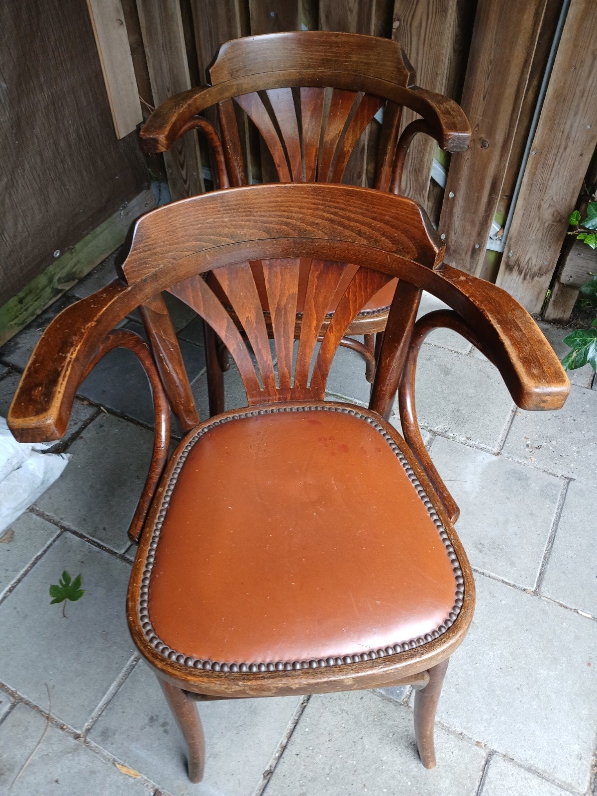 Set van 2 vintage cafestoelen met armleuningen, Ophalen of Verzenden