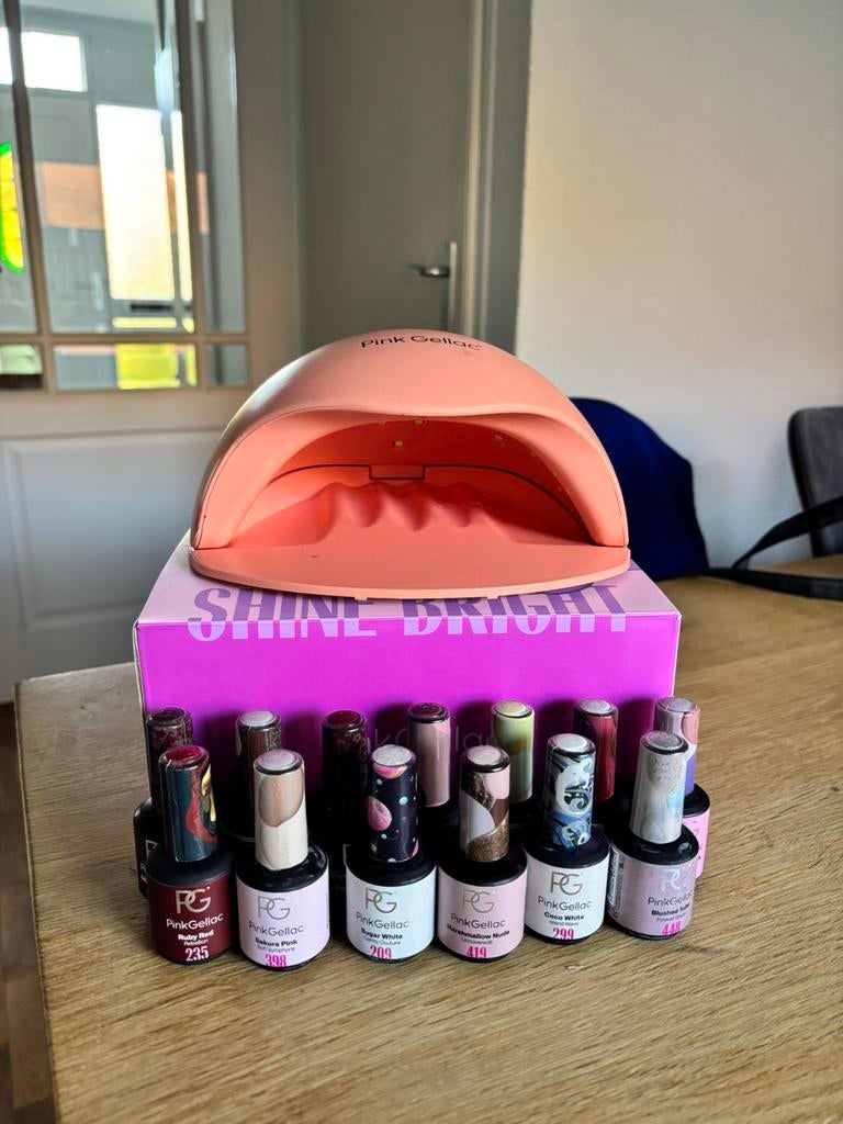 Pink gellac set, Gebruikt, Overige kleuren, Ophalen of Verzenden, Handen en Nagels