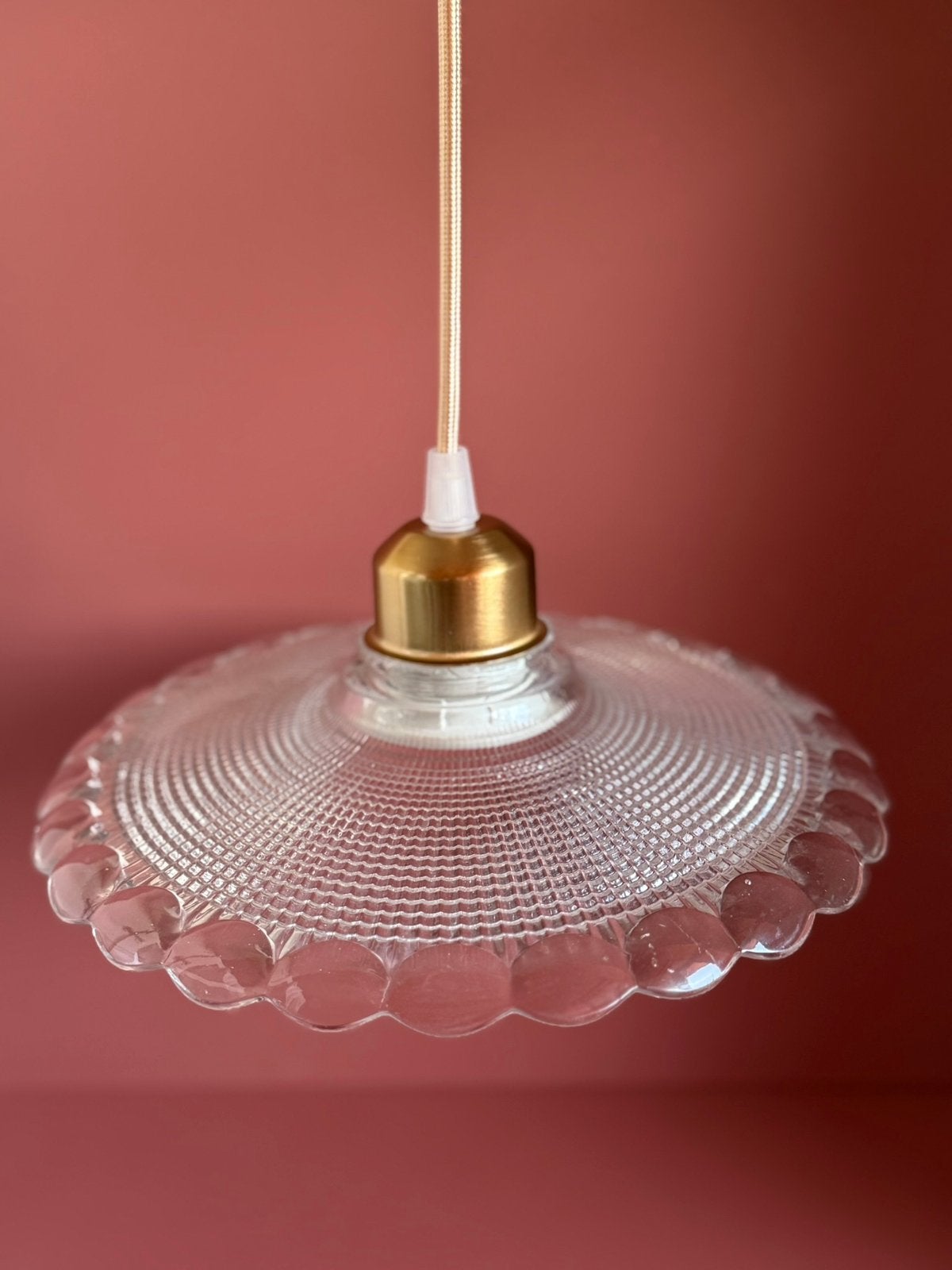 Vintage Franse hanglamp, Ophalen of Verzenden, Zo goed als nieuw, Glas