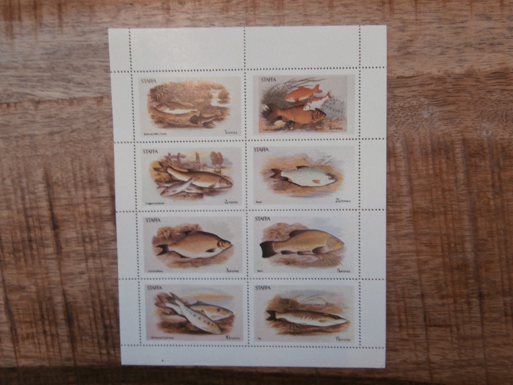 STAFFA; VELLETJE (8) VISSEN, Postzegels en Munten, Ophalen of Verzenden, Postfris, Dier of Natuur