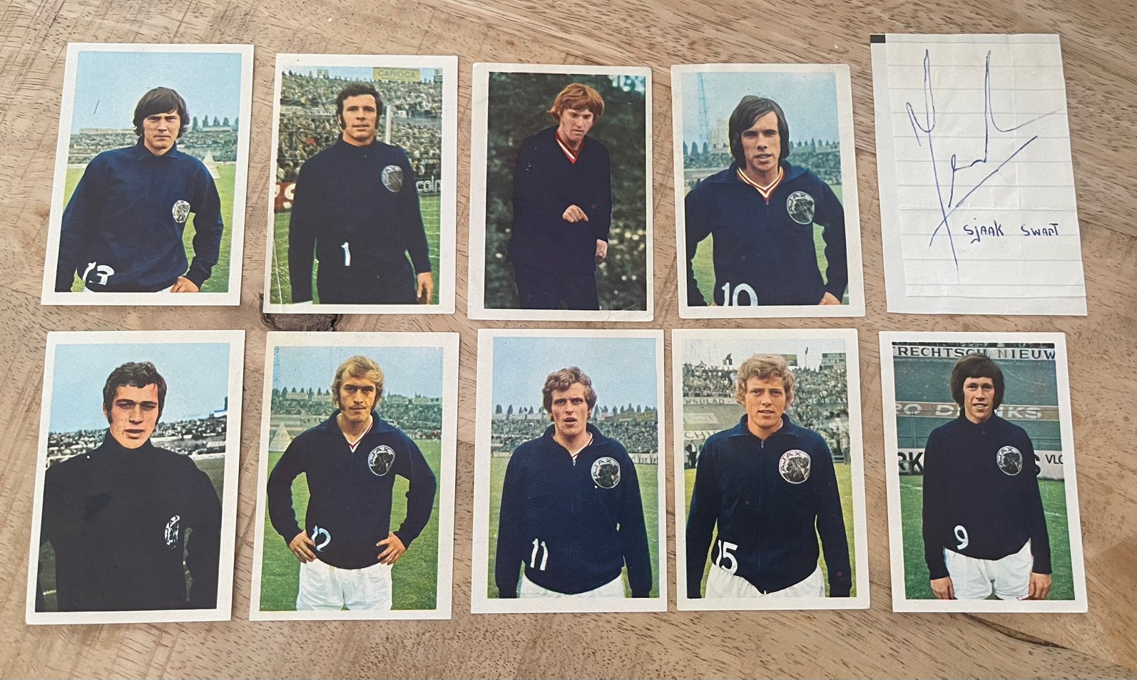 9x Ajax Vanderhout 1971-72  + handtekening Sjaak Swart, Ophalen of Verzenden, Zo goed als nieuw, Plaatje