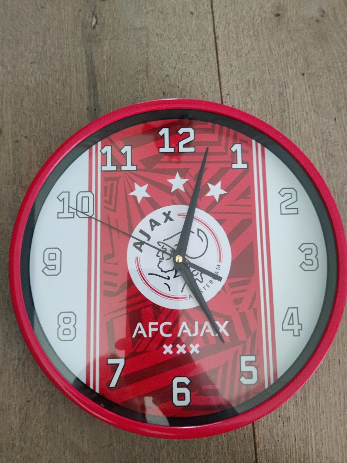AFC ajax wandklok, voor een echte fan!, Wandklok, Werkt op batterijen, Ophalen of Verzenden, Zo goed als nieuw