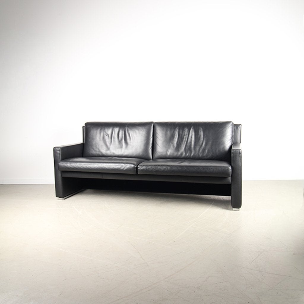 1x Leolux Timandra Bank 3-zits/198cm Leder – Zwart, Niet ingevuld, 150 tot 200 cm, Niet ingevuld, Driepersoons
