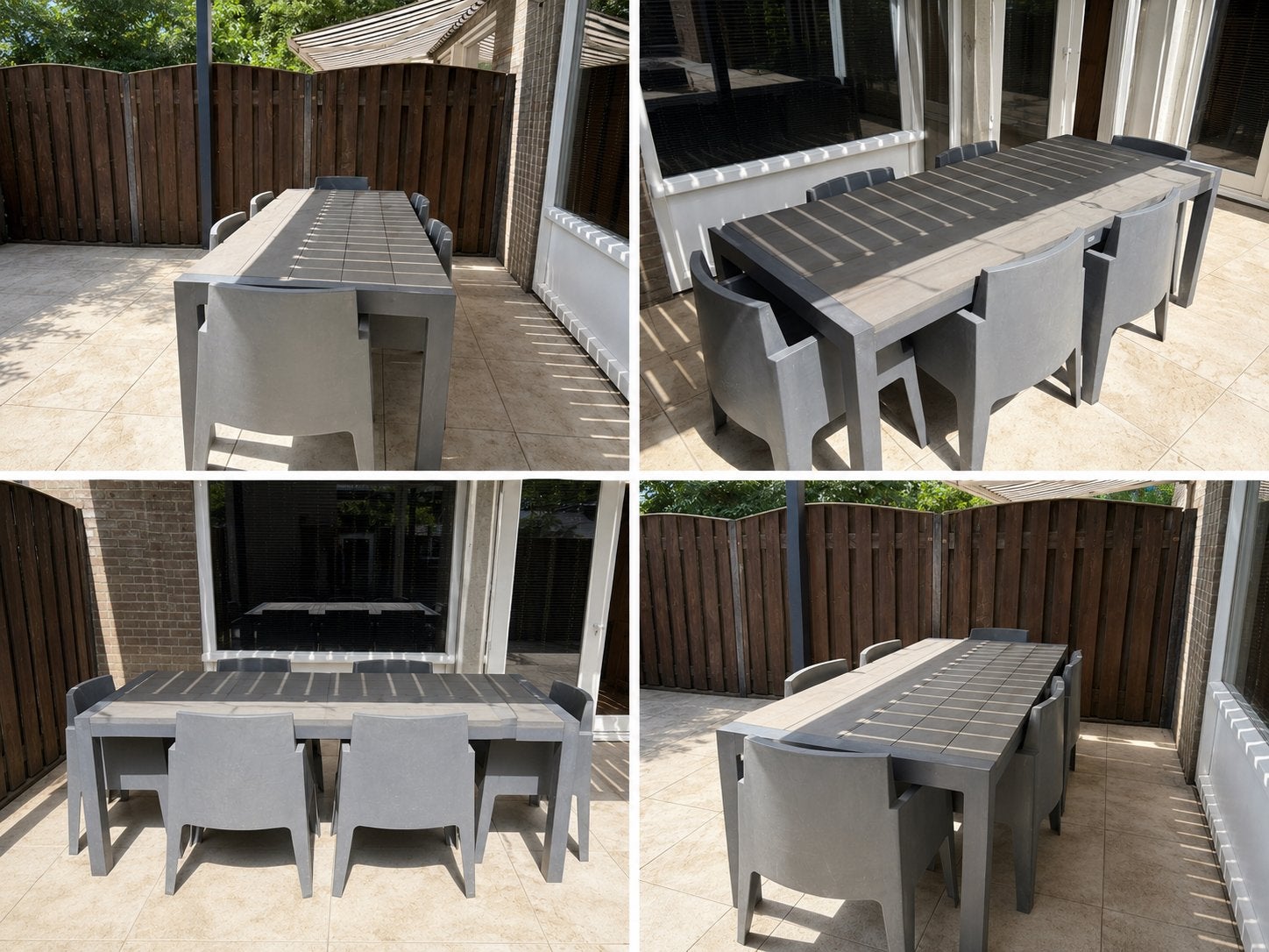 Tuin stoelen met tafel, Tuin en Terras, Ophalen, Kunststof, 6 zitplaatsen, Zo goed als nieuw