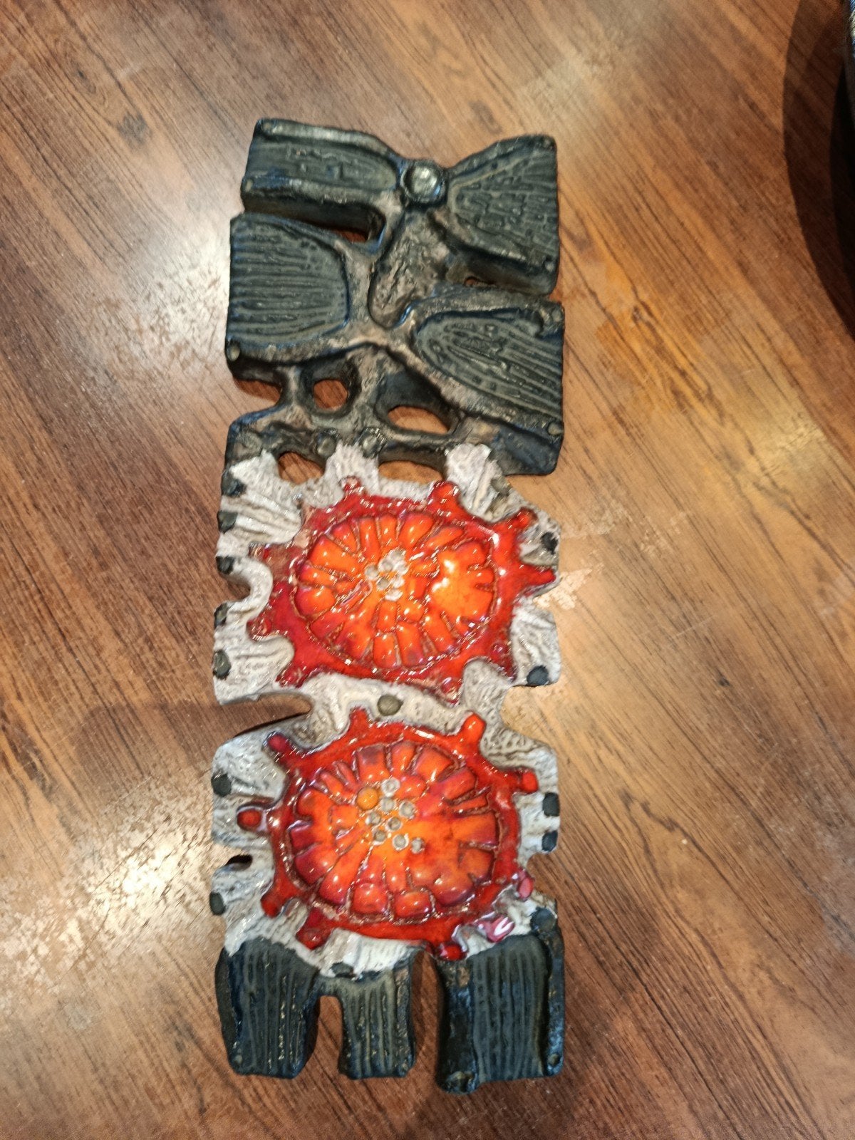 Vintage Keramiek Wanddecoratie - Oranje/Zwart, Antiek en Kunst, Ophalen of Verzenden