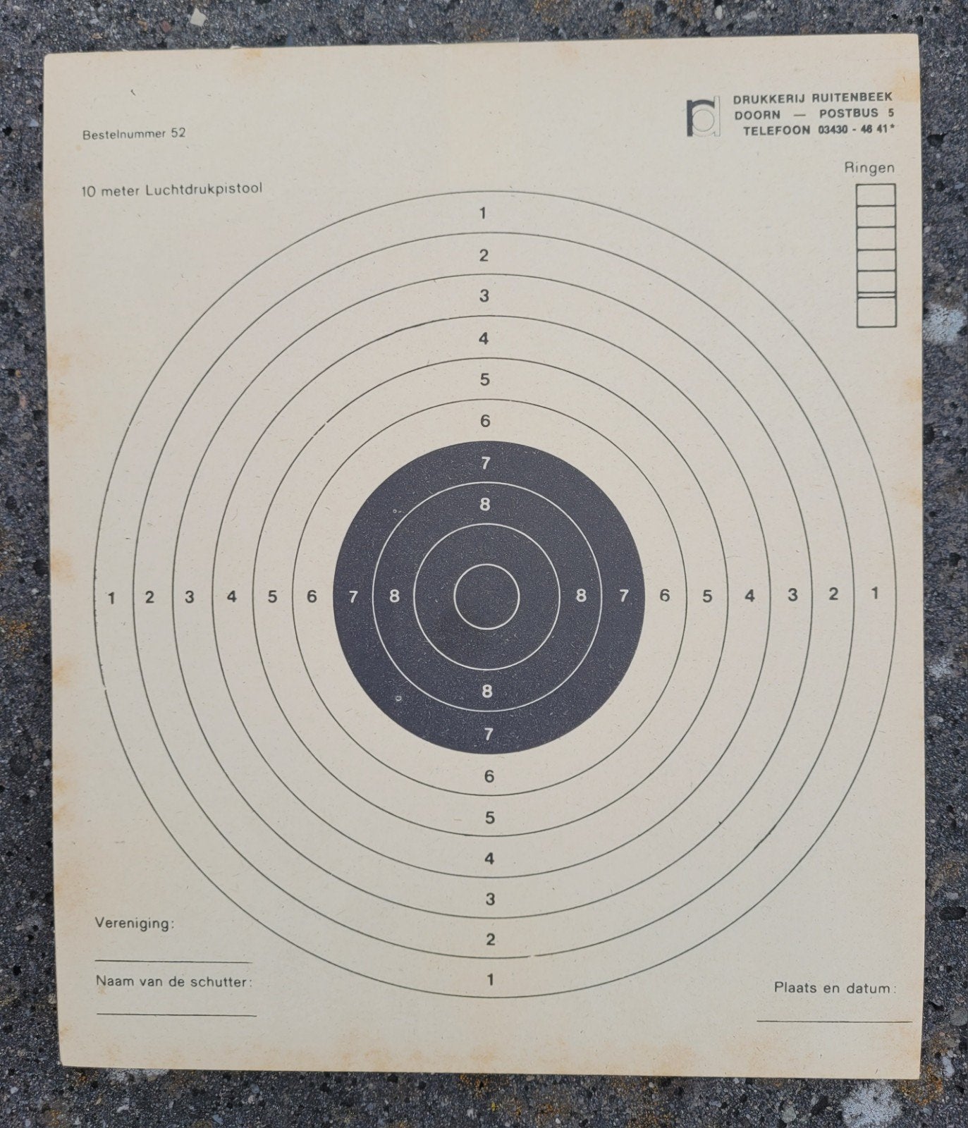 Vintage Schietkaarten 10 meter Luchtdrukpistool, Ophalen of Verzenden, Gebruikt