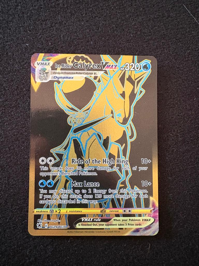 Ice Rider Calyrex VMAX Gold Secret Rare Pokémon Kaart, Ophalen of Verzenden, Nieuw, Losse kaart, Foil