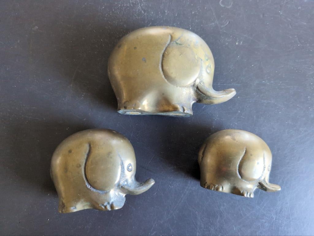 Drie messing olifanten, Antiek en Kunst, Antiek | Koper en Brons, Ophalen of Verzenden