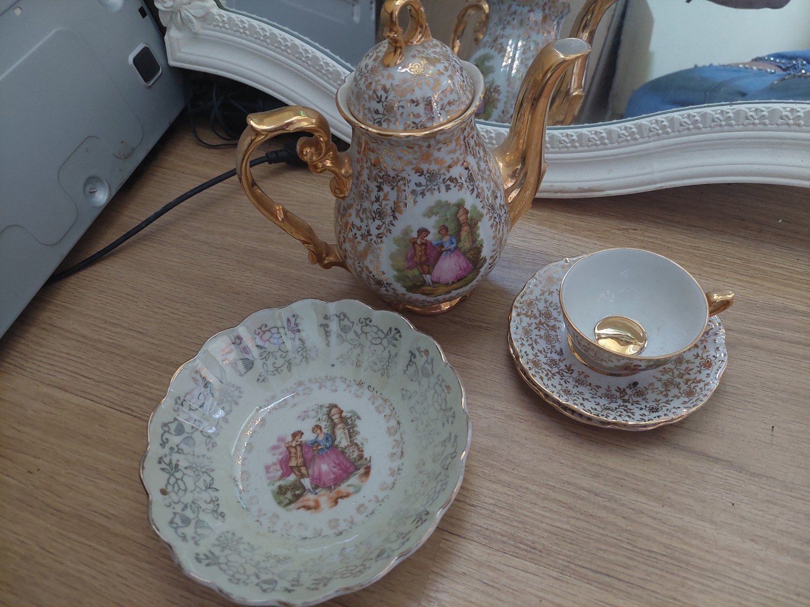 Vintage Bavaria Schlottenhof theeservies met gouden details, Ophalen