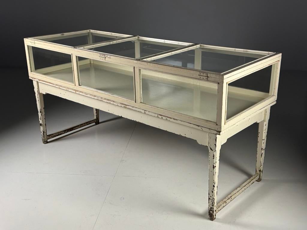 Vitrinekast toonbank wit landelijk glas, Minder dan 100 cm, 25 tot 50 cm, 50 tot 100 cm, Ophalen of Verzenden